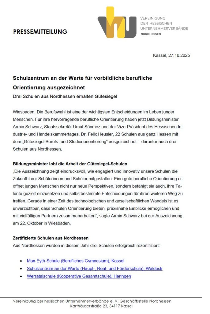 2025 11 27 Siegel fuer herausragende Berufsorientierung1